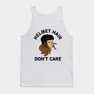 Hockey Helmet Hair Don't Care Brunette Tank Top